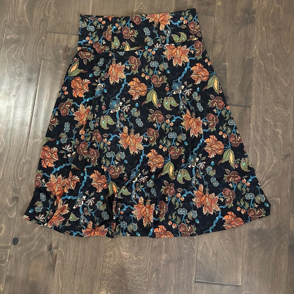 LuLaRoe A-Line Skirt with Orange and Green Floral Design